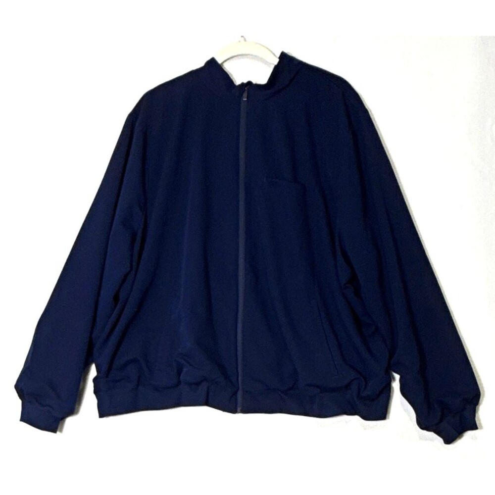 Fabletics Women's 4X Daily 3-Pocket Scrub Jacket Navy Blue Full Zip Warm Up $100